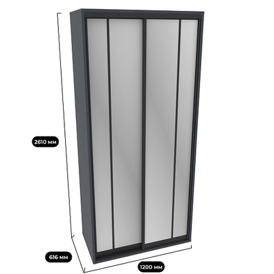 Шкаф-купеХG126.60-1, профиль INTEGRO, фасад зеркало серебро