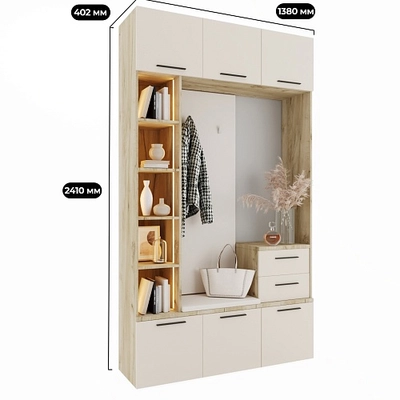 Секция с вешалкой и стеллажом L416