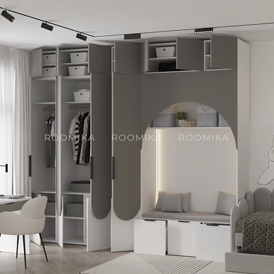 Шкаф для одежды, фрезерованные фасады в эмали LЕ251.60-2 L/R