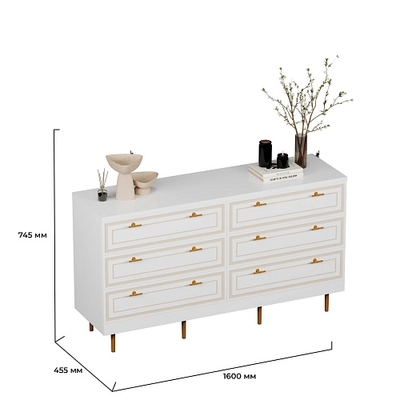 Комод с ящиками узкий  с эмалевой столешницей и боковинами A706.45ESB