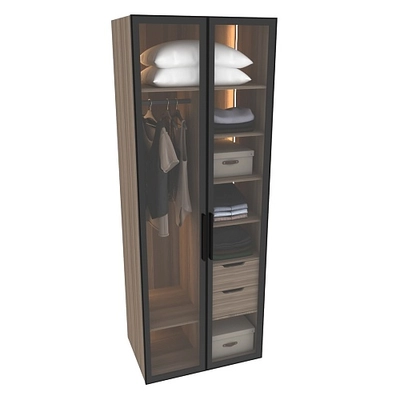 Шкаф для спальни с полками и штангой с подсветкой R210.60-4