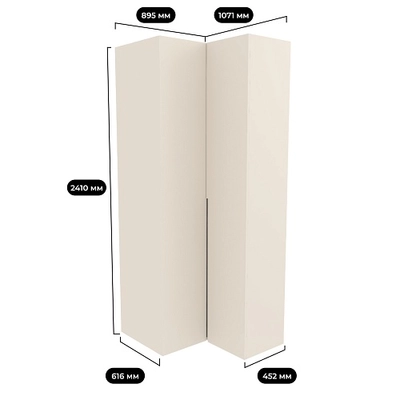 Шкаф угловой, фасады в эмали LE207 L/R