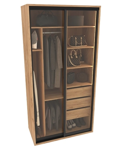 Шкаф-купе ХG120.60-2, профиль INTEGRO, стекло прозрачное, с подсветкой