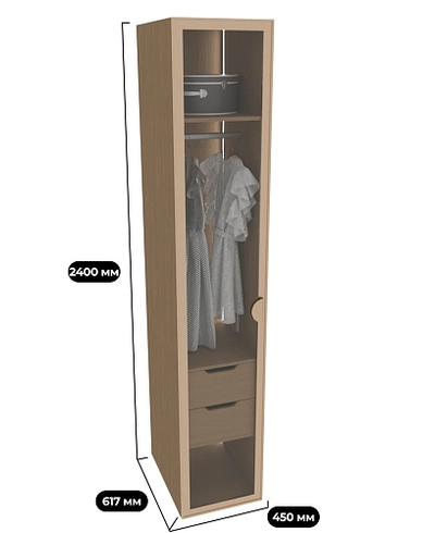 Шкаф для спальни с двумя ящиками и штангой  с подсветкой R220.60-2