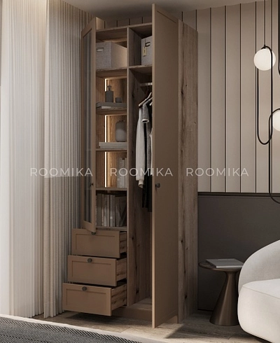 Шкаф для одежды и книг со стеклом А215S с подсветкой