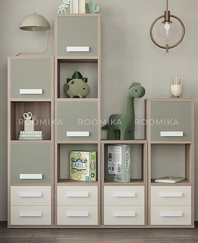 Стеллаж сквозной книжный на 14 ниш с ящиками E802,E803,E804,E805