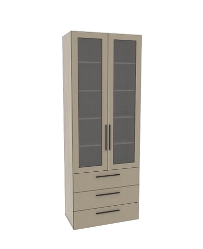 Шкаф книжный с тремя ящиками со стеклом L213S