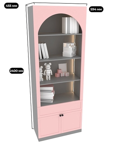 Шкаф книжный комбинированный с подсветкой А248.3