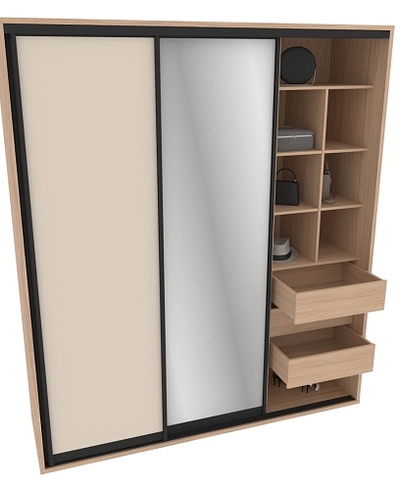 Шкаф-купе ХG210.60-2, профиль INTEGRO, фасад МДФ/зеркало серебро