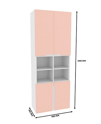 Шкаф книжный с нишей, фасады в эмали LE216
