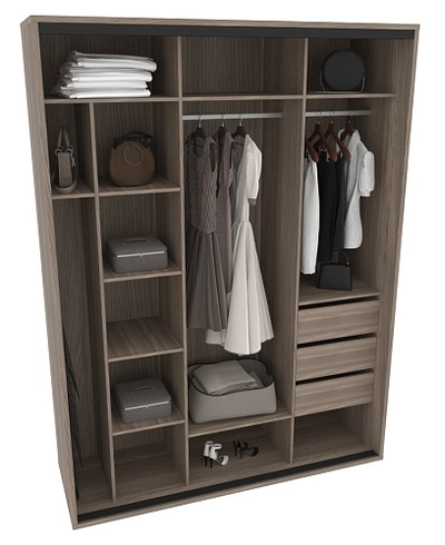 Шкаф-купе ХG180.60-3, профиль INTEGRO, фасад МДФ/зеркало серебро