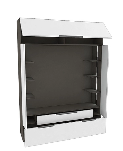 Секция для ТV с подсветкой, фасады в эмали LE406.44