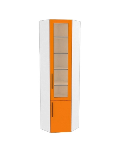 Шкаф угловой книжный со стеклом L247 с подсветкой