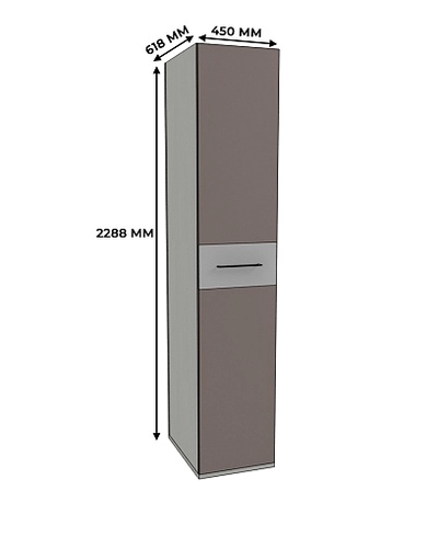 Шкаф одностворчатый узкий со вставкой, фасады МДФ CG-220.60