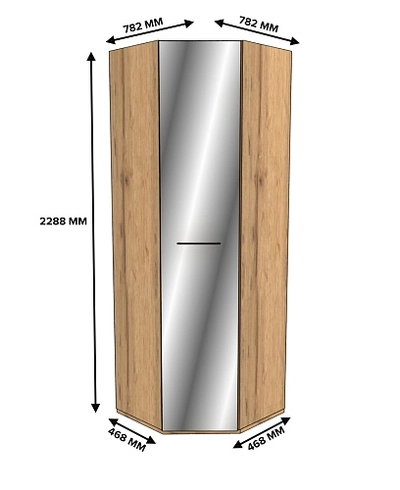 Шкаф угловой равносторонний с зеркалом C-218Z L/R