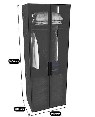 Шкаф для спальни с четырьмя ящиками и штангой с подсветкой R210.60-3