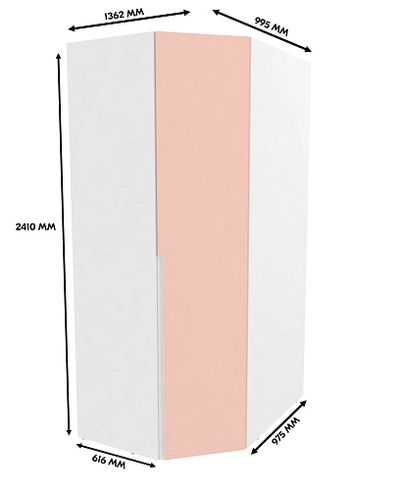 Шкаф угловой, фасады в эмали LE209.60 L/R