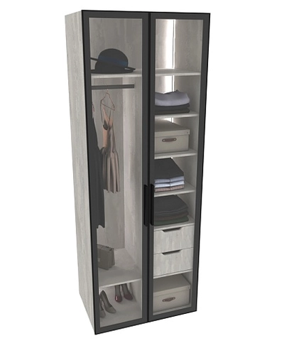 Шкаф для спальни с полками и штангой с подсветкой R210.60-4