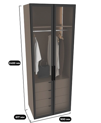 Шкаф для спальни с четырьмя ящиками и штангой с подсветкой R210.60-3