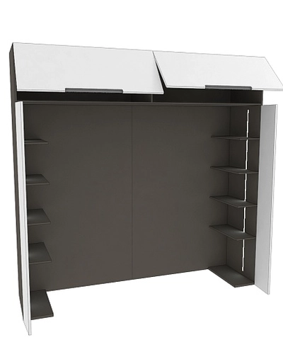 Ниша для кровати с секциями с подсветкой, фасады в эмали LE407.60