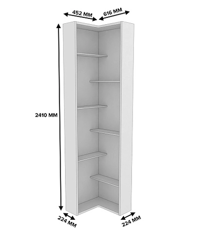 Стеллаж завершающий угловой L230.60 L/R