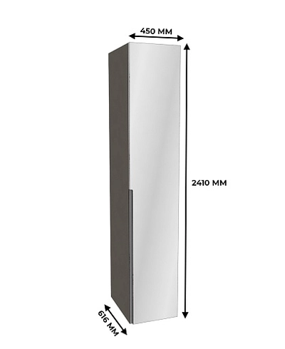Шкаф 1 дверный узкий с зеркалом, фасады в эмали LE220.60-4Z
