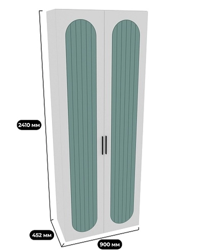 Шкаф двухдверный узкий, фрезерованные фасады в эмали LE210.44-1