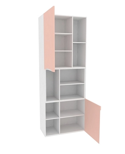 Шкаф книжный с нишей, фасады в эмали LE227 L/R