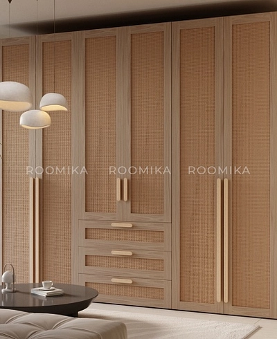 Шкаф двустворчатый, фасады натуральный ротанг L210.60-3