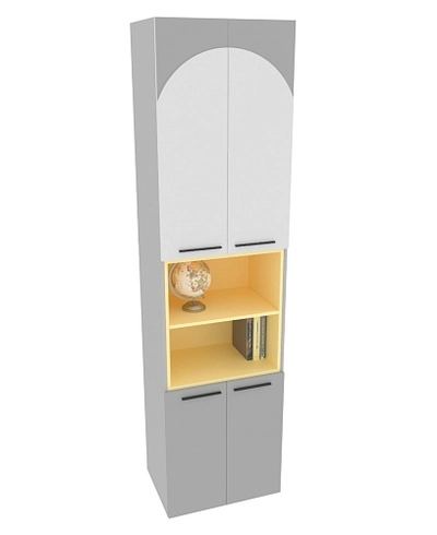 Шкаф книжный с нишей, фрезерованные фасады в эмали LE228.60