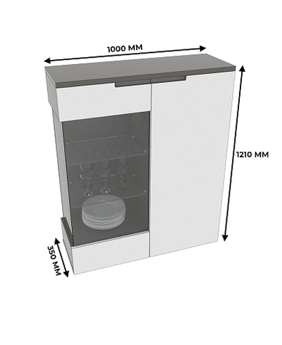Шкаф напольный с подсветкой, фасады в эмали LE202 L/R
