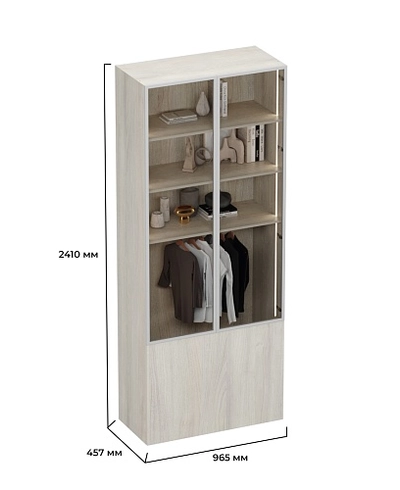 Шкаф двухдверный со стеклом в профиле с подсветкой LF212.4-90