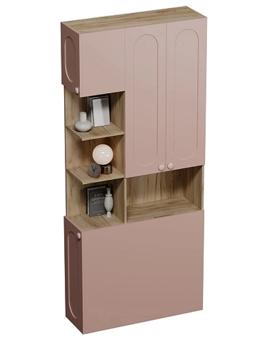 Шкаф двухдверный с фальш стенкой и нишей, фрезерованные фасады в эмали LE212.3