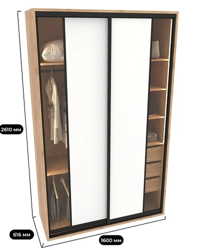 Шкаф-купе ХG166.60-1, профиль INTEGRO, фасад МДФ/стекло прозрачное