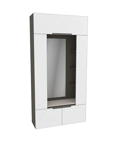 Секция с зеркалом и полками, фасады в эмали LE408