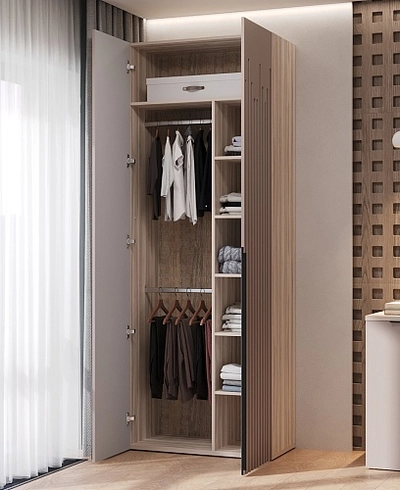 Шкаф 2 дверный, фрезерованные фасады в эмали LE210.44-4