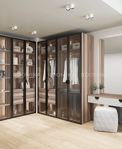 Шкаф со стеклянными фасадом с подсветкой R220.2