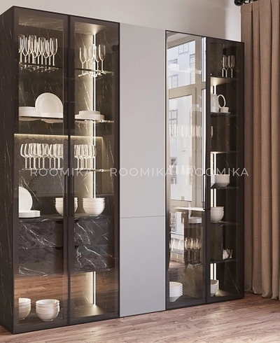 Шкаф с встроенными ящиками с подсветкой R214.1