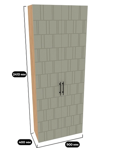 Шкаф двустворчатый, фрезерованные фасады в эмали LE-210.40-4