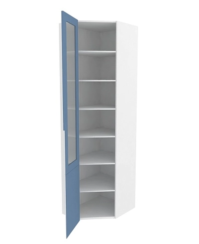 Шкаф угловой книжный со стеклом разносторонний, фасады в эмали LE247.44 L/R