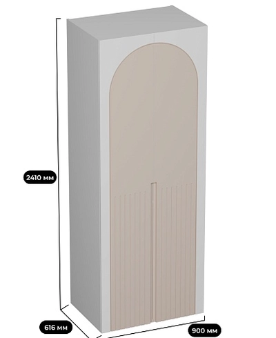 Шкаф 2 дверный, фрезерованные фасады в эмали LE210.60-2