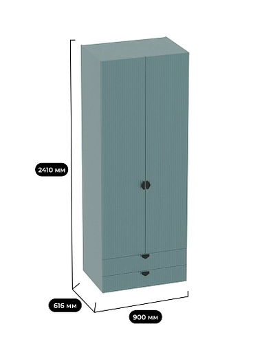 Шкаф 2 дверный с ящиками, фрезерованные фасады в эмали LE211.60