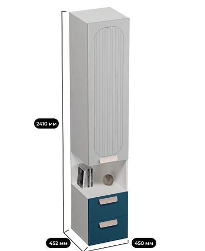 Шкаф-пенал с нишей, фрезерованные фасады в эмали LE221.40