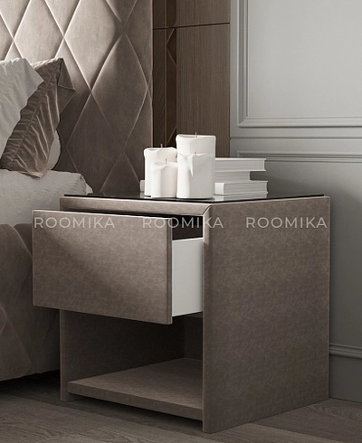 Тумба прикроватная мягкая, стекло прозрачное САНРАЙС 751