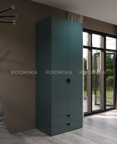 Шкаф 2 дверный с ящиками, фрезерованные фасады в эмали LE211.60