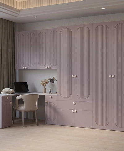 Шкаф, фрезерованные фасады в эмали LE235.44