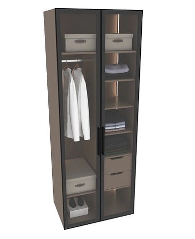 Шкаф для спальни с полками и штангой с подсветкой R210.60-4