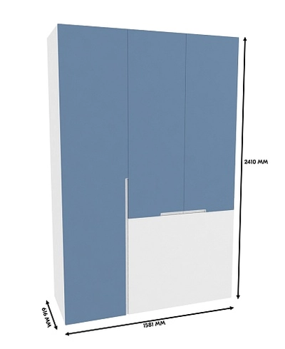 Шкаф двухдверный с фальш-стенкой и раздвижжными дверьми, фасады в эмали LE205 L/R