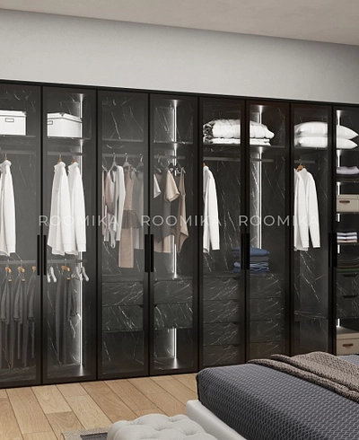 Шкаф для спальни с полками и штангой с подсветкой R210.60-4