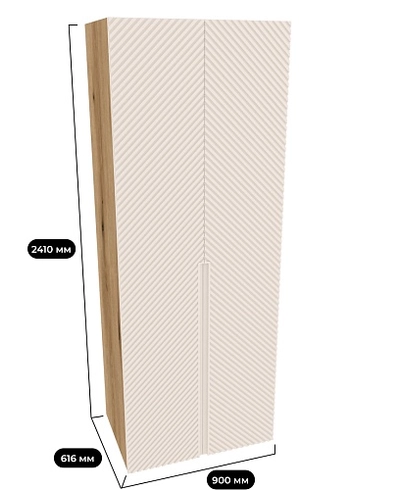 Шкаф 2 дверный, фрезерованные фасады в эмали LE210.60-4